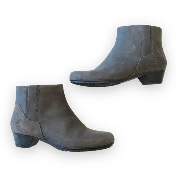 Abeo Melanie 5” Gray Suede Ankle Boots Side Zip Women’s Size 7.5 Winter Boot EUC - Picture 1 of 11